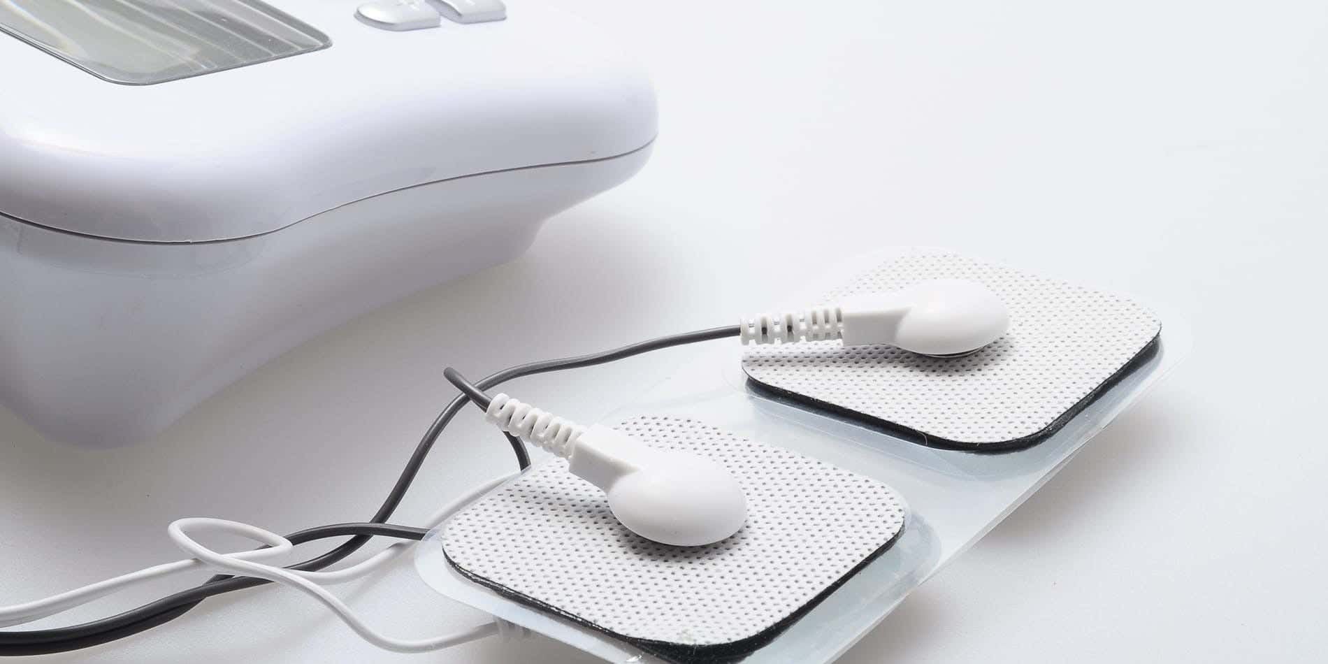 Close-up of TENS unit pads