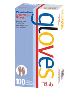 ProductClub®Powder-FreeClearVinylDisposableGloves