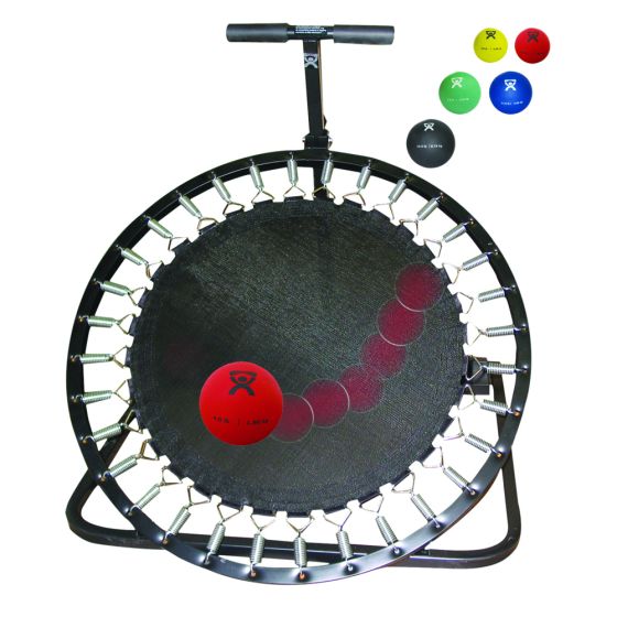 Round rebounder package w/vertical ball rack and 5 ball set (1 ea: 2,4,7,11,15 lb)