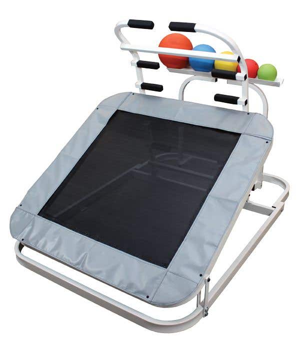 BackAtYaSquareRebounderTrampoline,5WeightedMedicineBallsStorageRackPackage