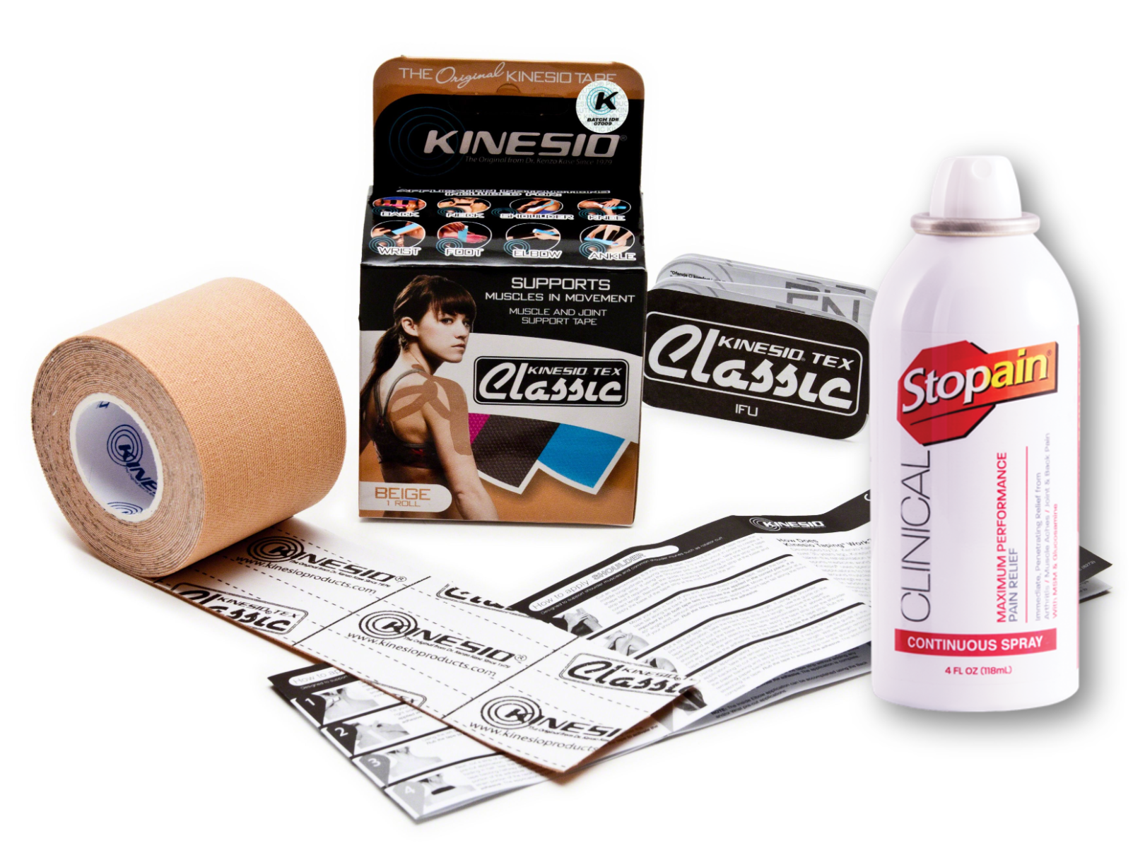 Kinesio®TexClassicBeigeTape+Stopain®ClinicalSpray
