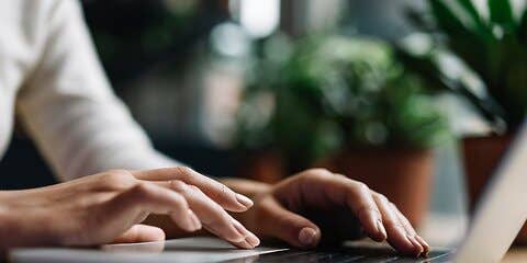 Person typing on laptop