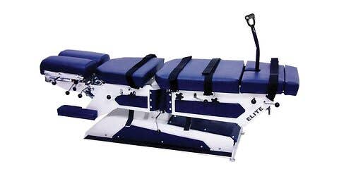 Adjustment table with blue upholstry