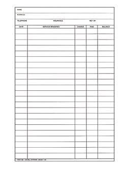 Stock Peglog Ledger Card Blank, 100/Pkg