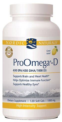 Nordic Naturals ProOmega-D, 1000mg, Lemon 120 Count